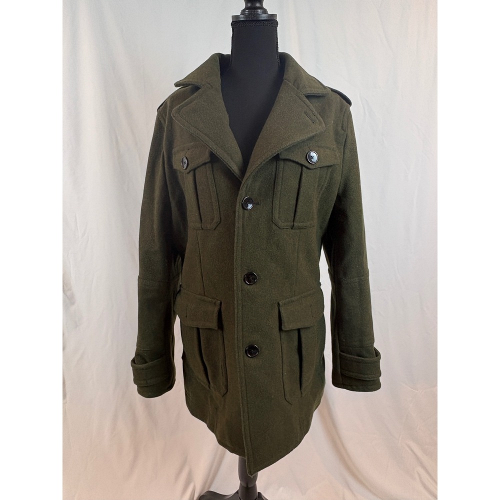 Express Olive Green Wool Blend A-2 Type Military Field Coat Jacket Medium